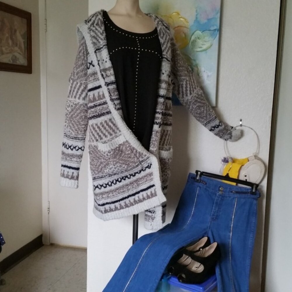 Lucky Cardigan Sweater with Hood and Pockets NWT
